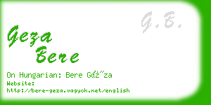 geza bere business card